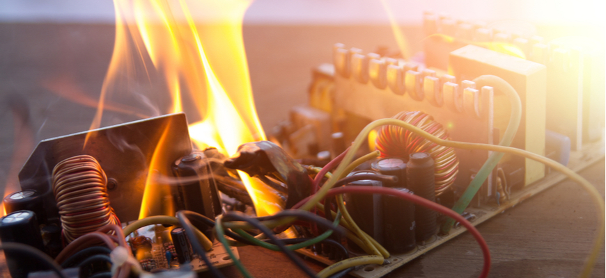 burning defective product wires